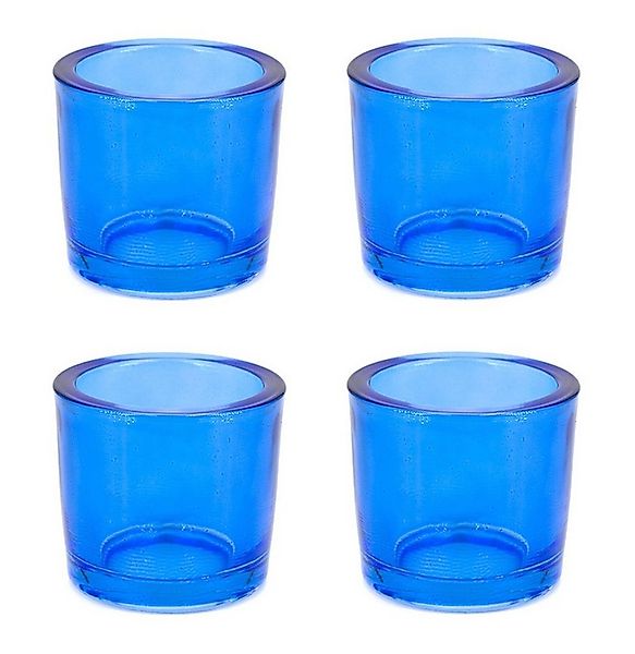 Creativery Teelichthalter, Teelichthalter Glas 6,5x6cm blau 4er Set günstig online kaufen