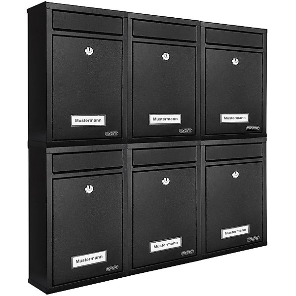 Deuba Briefkasten, 6x Schwarz inkl. 2 günstig online kaufen