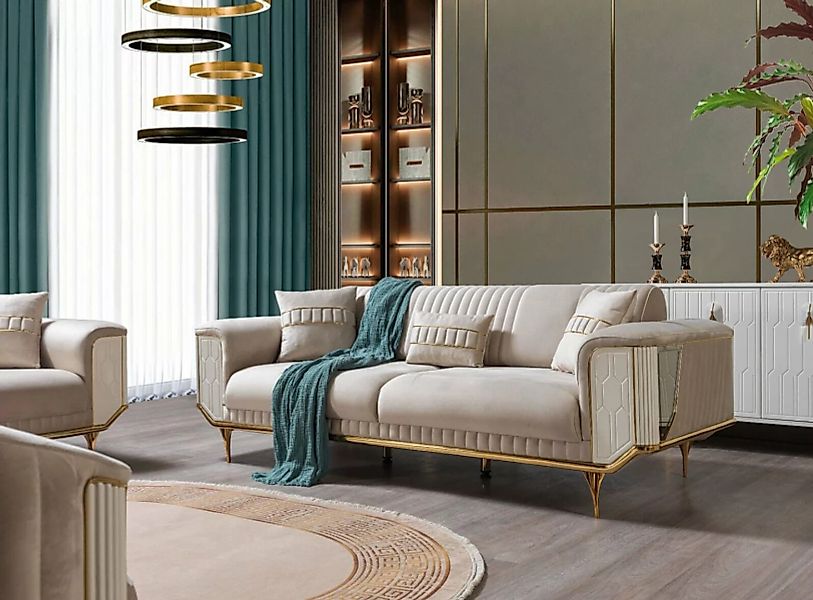JVmoebel 3-Sitzer Wohnzimmer Sofas 3 Sitzer Polster Luxus Texti Couch Desig günstig online kaufen
