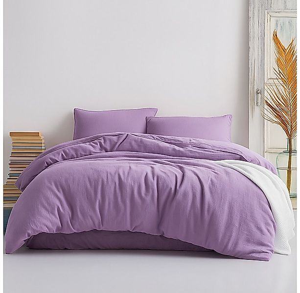 Sandiik Bettwäsche Musselin Bettwäsche in Fuchsia aus Biobaumwolle mit Reiß günstig online kaufen