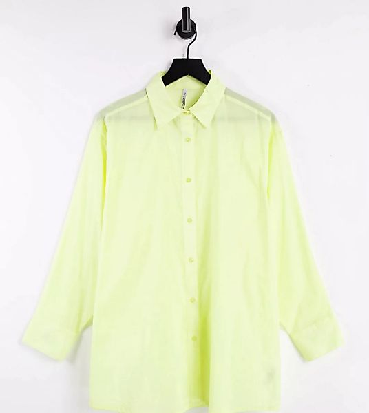 ASYOU – Oversize-Hemd aus Voile in Zitronengelb günstig online kaufen