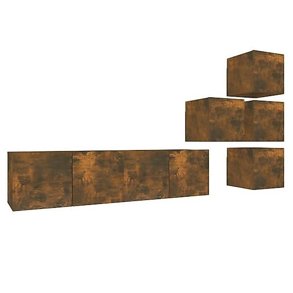 furnicato TV-Schrank 6-tlg. TV-Schrank-Set Räuchereiche Holzwerkstoff (1-St günstig online kaufen