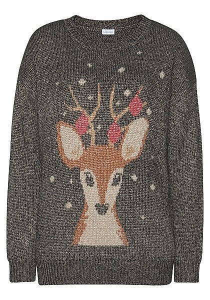 LASCANA Sweater Weihnachtspullover mit eingestricktem Motiv, günstig online kaufen