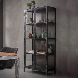 Wohnzimmerschrank in Anthrazit mit Used Look Industry Design günstig online kaufen