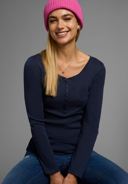 Arizona Langarmshirt sehr figurbetonter Schnitt, unifarben, günstig online kaufen