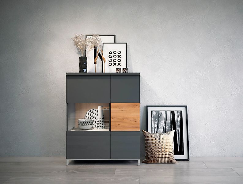 Places of Style Vitrine "Onyx", (B/H/T): 93,2/116,3/14cm), mit Soft-Close-F günstig online kaufen