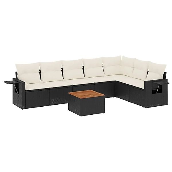 vidaXL 8-Tlg Garten-Sofagarnitur mit Kissen Schwarz Poly Rattan 3224593 günstig online kaufen