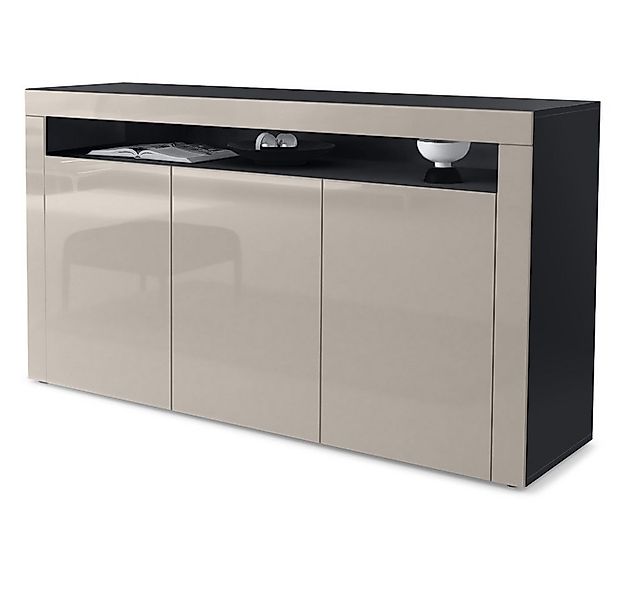 Vladon Sideboard Valencia (Sideboard, mit 3 Türen und 1 offenem Fach), Schw günstig online kaufen