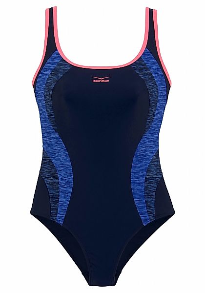 Venice Beach Badeanzug mit Einsätzen in Melange-Optik günstig online kaufen
