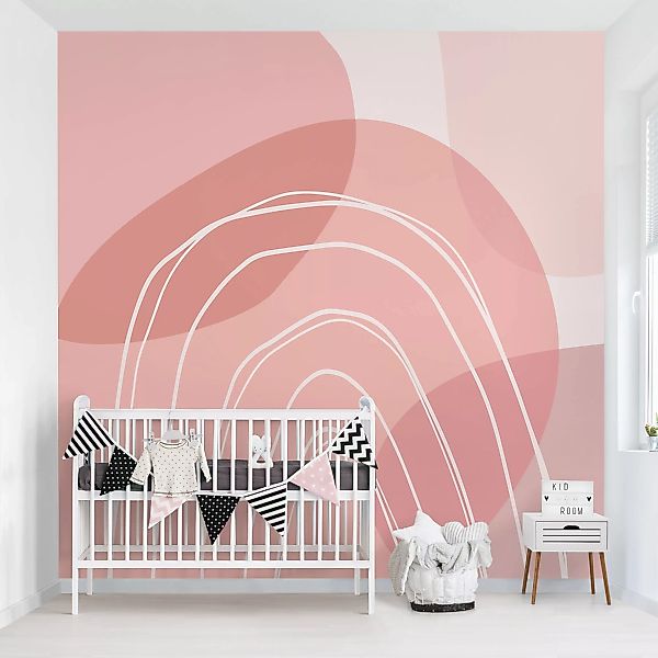 Fototapete Große Kreisformen im Regenbogen - rosa günstig online kaufen