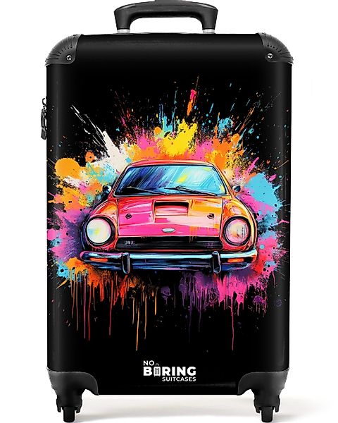 NoBoringSuitcases.com© Hartschalen-Trolley Rosa Auto mit bunter günstig online kaufen