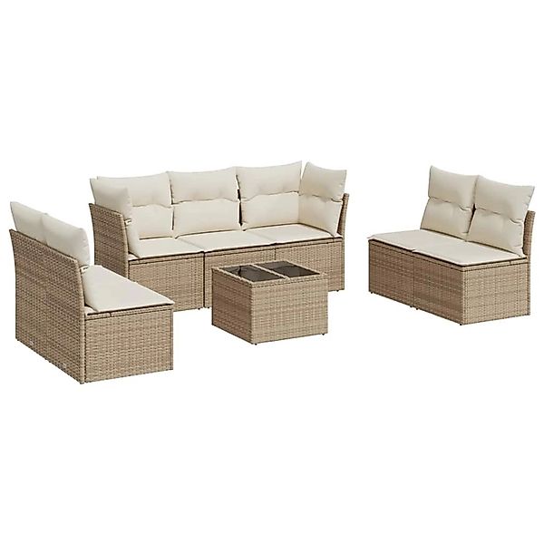 vidaXL 8-Tlg Garten-Sofagarnitur mit Kissen Beige Poly Rattan 3217418 günstig online kaufen