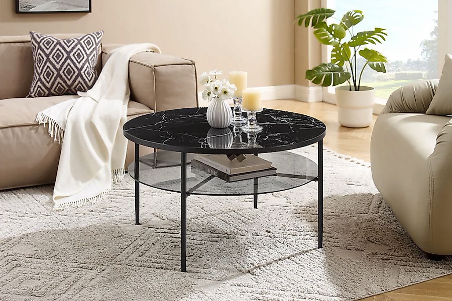 SalesFever Couchtisch "Designer Couchtisch" 1 Stk. tlg. Tischplatte in Marm günstig online kaufen