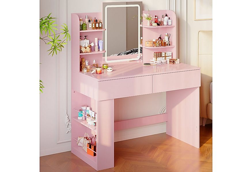 HOMALL Schminktisch mit Spiegel, LED-Beleuchtung, einstellbare Helligkeit, günstig online kaufen