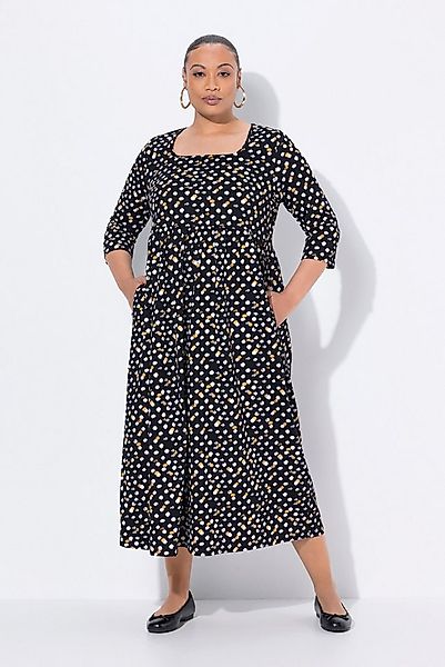 Ulla Popken Maxikleid Maxikleid Punkte A-Linie Carree-Ausschnitt 3/4-Arm günstig online kaufen