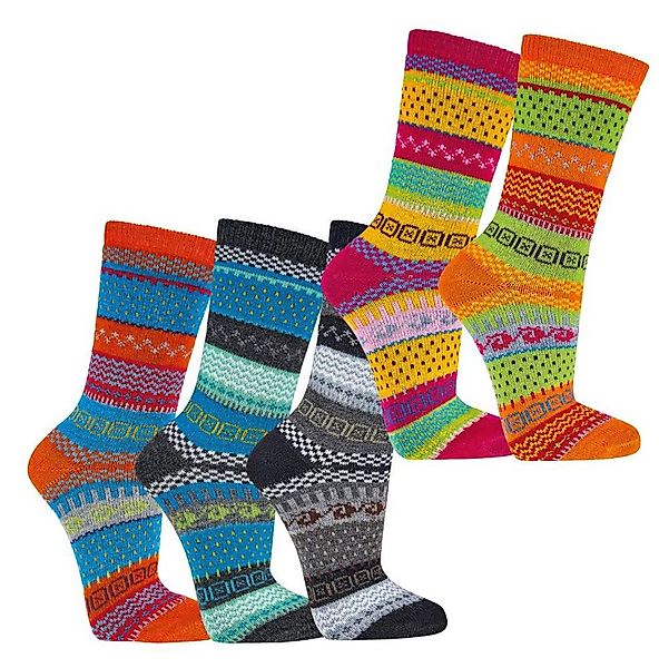 FussFreunde Norwegersocken 2 Paar Hygge-Socken mit Wolle, knallige Winterso günstig online kaufen