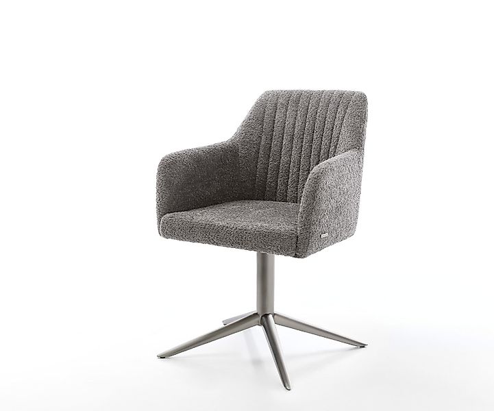 Drehstuhl Pejo-Flex Bouclé Weiß Fußkreuz Graphit 360° drehbar Wippfunktion günstig online kaufen