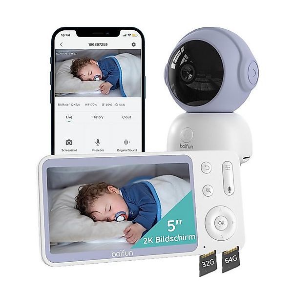 Boifun Babyphone Babyphone 720P mit Kamera 5 Zoll Baby Monitor, mit Kamera günstig online kaufen