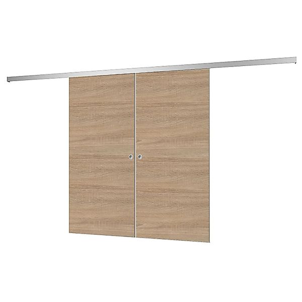 inova Holzschiebetür Wildeiche 1760 x 2035 mm Komplettset mit Griffmuschel günstig online kaufen