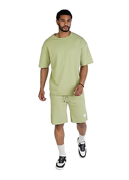 Denim Distriqt Trainingsanzug 2 Teiler Freizeitanzug Shorts mit T-Shirt Grü günstig online kaufen