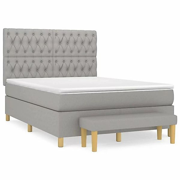 vidaXL Boxspringbett mit Matratze Hellgrau 140x190 cm Stoff1397237 günstig online kaufen