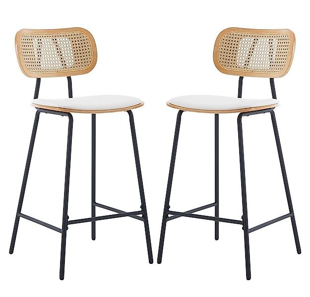 WAHSON OFFICE CHAIRS Barhocker 2er Set Rattan Barstuhl mit Metallbeinen Sit günstig online kaufen