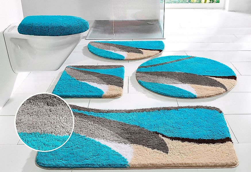 my home Badematte "Magnus, Badvorleger, Badezimmer Teppich" mehrfarbig, Bad günstig online kaufen