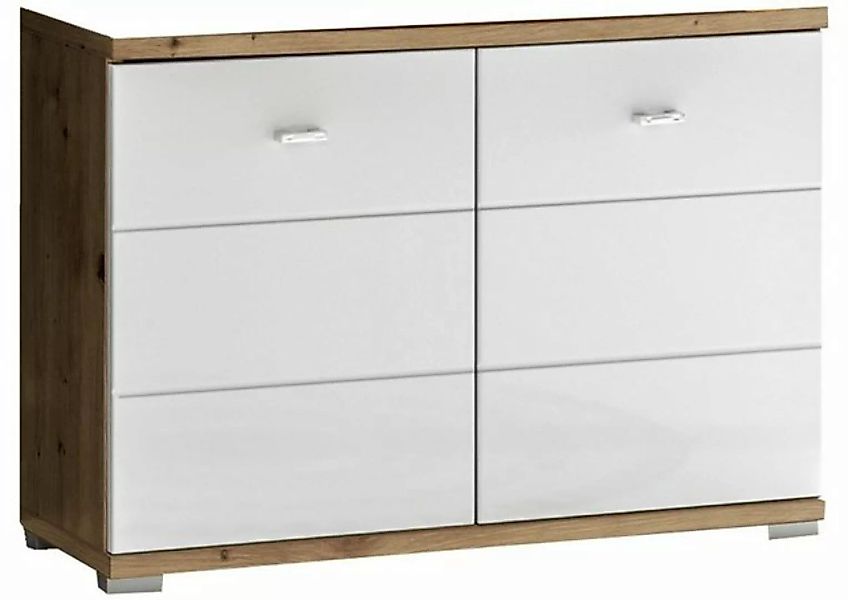 Waschbeckenunterschrank POOL, B 80 cm, Artisan Eiche Dekor, Weiß Hochglanz günstig online kaufen