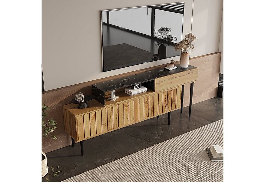 REDOM TV-Schrank TV-Ständer im modernen Marmor (mit Marmor- und Holzmaserun günstig online kaufen
