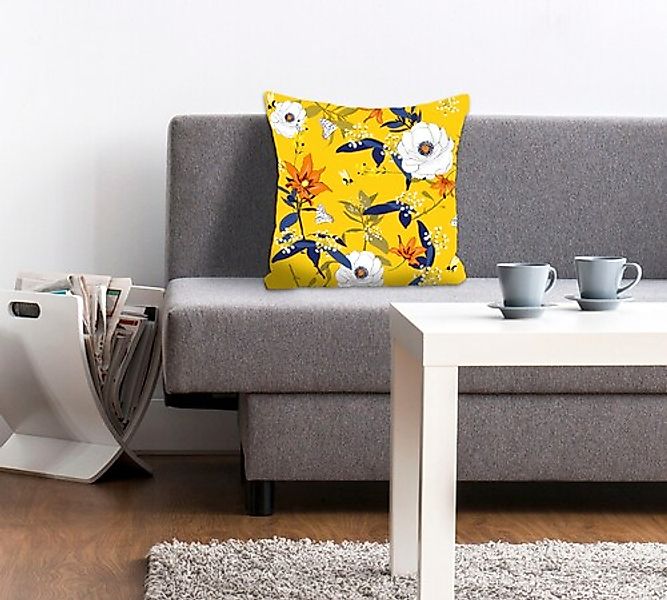 queence Dekokissen "Boris" mit gelben Blümchen günstig online kaufen