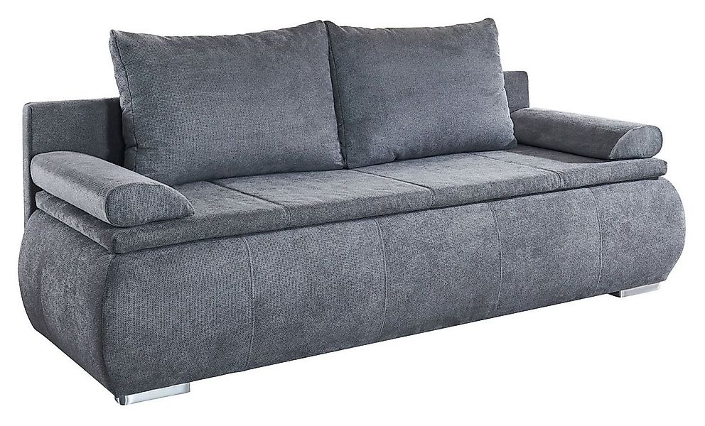 Sofa LENON, Grau, Stoffbezug, Schlaffunktion, Bettkasten, mit Kissen günstig online kaufen