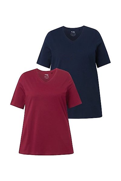 Ulla Popken T-Shirt T-Shirts 2er-Pack V-Ausschnitt Halbarm (2-tlg) günstig online kaufen