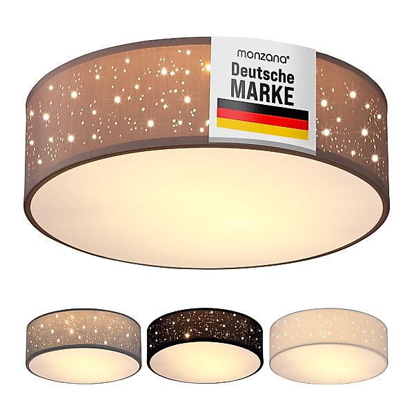 Deckenlampe Taupe Stoff Ø30cm Sternenhimmel günstig online kaufen