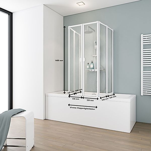 Schulte Badewannenfaltwand Komfort, geeignet für Badewannentiefen von 70-80 günstig online kaufen