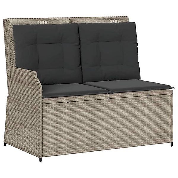 vidaXL Loungesofa Gartenbank Verstellbar mit Kissen Hellgrau Poly Rattan, 1 günstig online kaufen