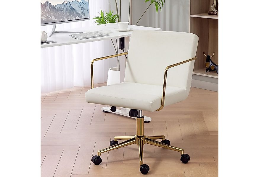HOMCOM Bürostuhl 360° Drehstuhl mit Samtoptik, Kippfunktion, goldenen Akzen günstig online kaufen