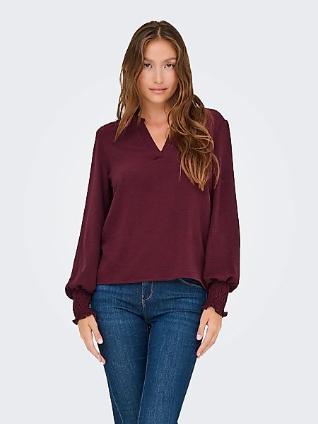 ONLY Blusenshirt "ONLMETTE V-NECK LS SMOCK TOP NOOS WVN" günstig online kaufen