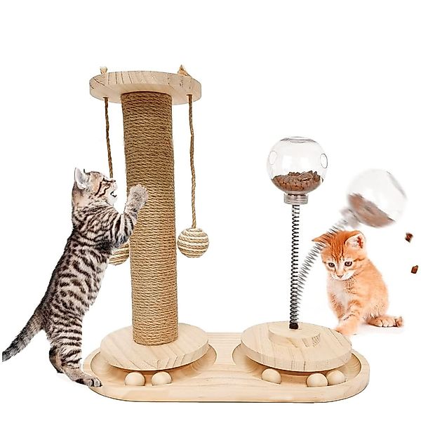 HEYHIPPO Kratzbaum 4-in-1 Katzenkratzspielzeug aus Holz günstig online kaufen