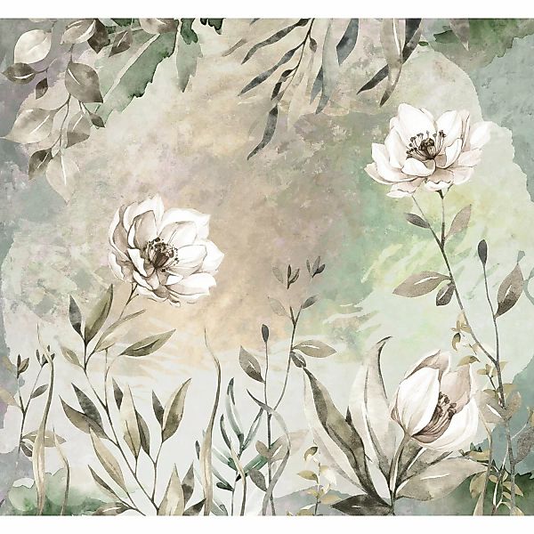 Sanders & Sanders Fototapete Blumen Grün und Rosa 300 x 280 cm 612010 günstig online kaufen