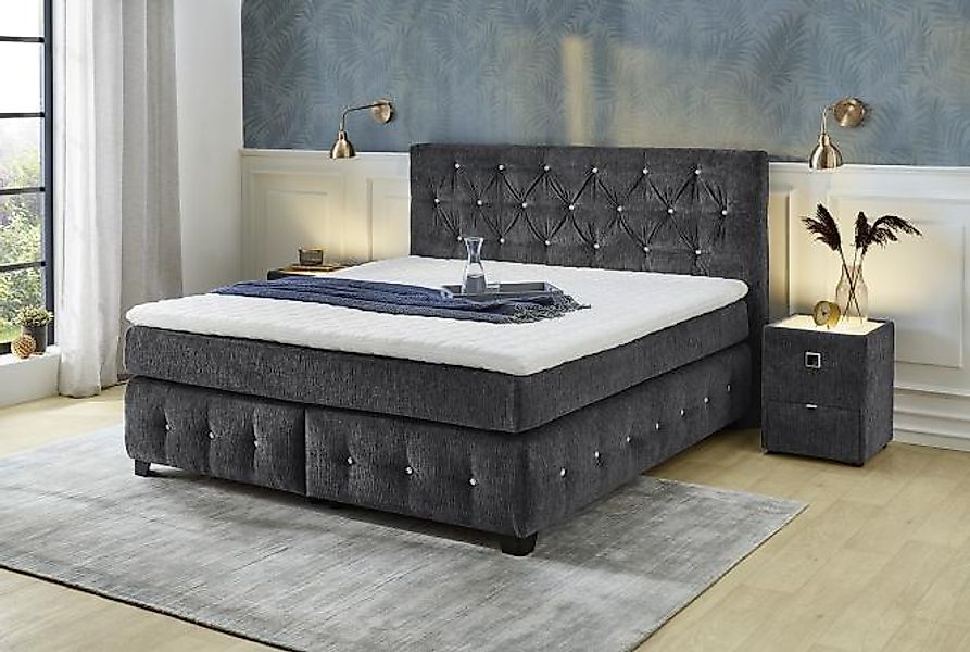 180x200 Boxspringbett inkl. Topper XENIA-MIX von Jockenhöfer Schwarz günstig online kaufen