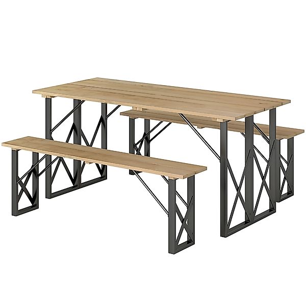 Outsunny Holztisch und Bänke Set, Holzpicknicktisch mit Bänken für 6 bis 8 günstig online kaufen