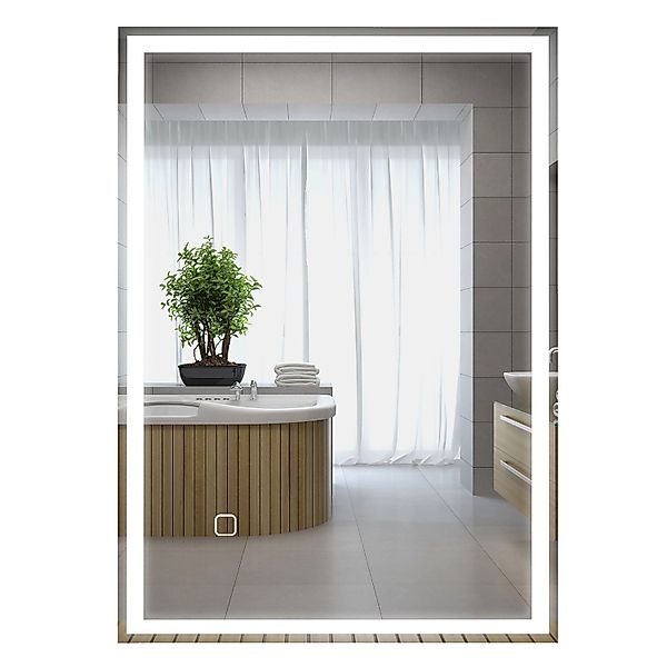 HOMCOM Badezimmerspiegel Glas 70L x 50B x 4H cm Silber günstig online kaufen
