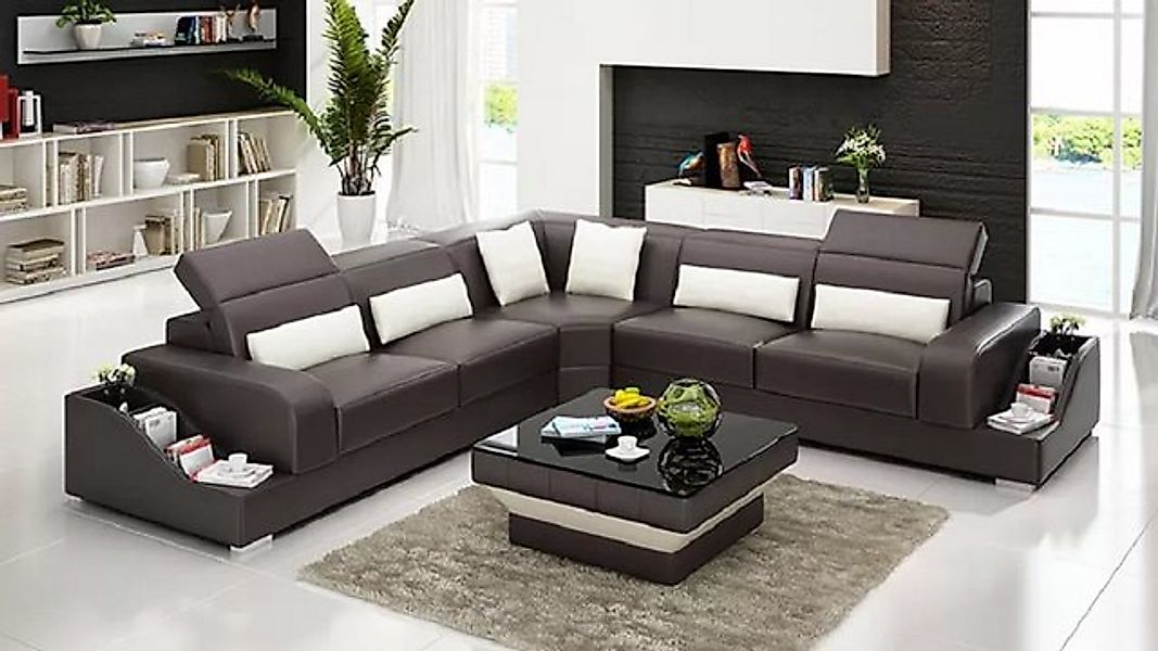 JVmoebel Ecksofa Ledersofa Eckcouch Polster Sofa Couch Wohnlandschaft Polst günstig online kaufen