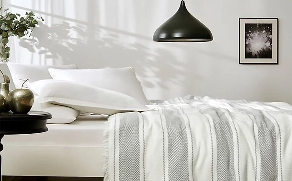 Wohndecke Wohndecke aus Biobaumwolle Stripe Handgewebt günstig online kaufen