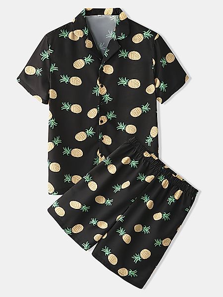 Herren Ananas Druck Pyjamas Sets Erschwingliche Seide Dünne Sommer Gemütlic günstig online kaufen