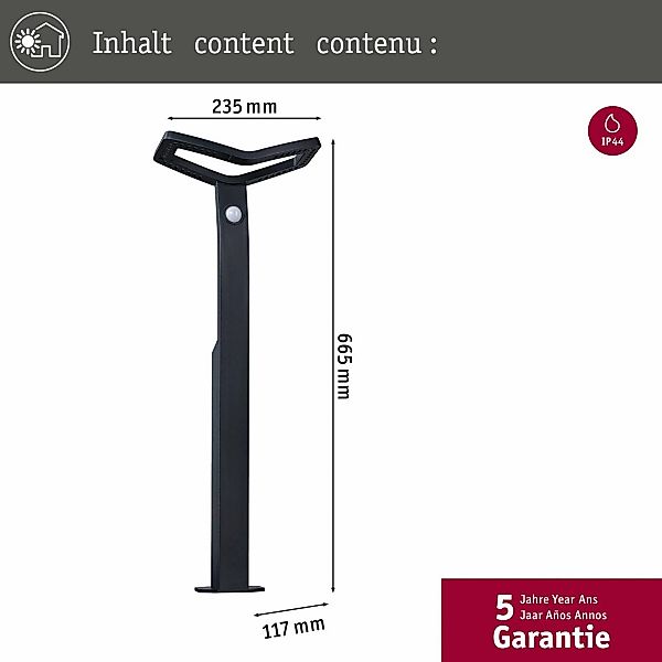 Paulmann Smart Sensor-Wegeleuchte Alara, RGBW anthrazit IP44 günstig online kaufen