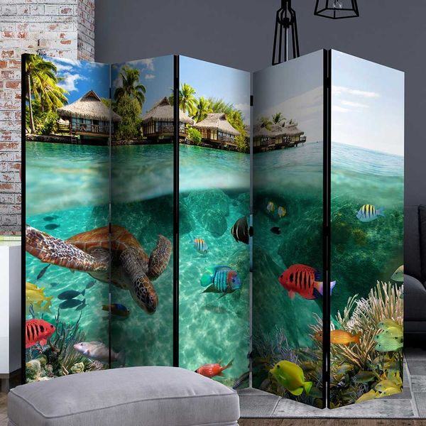 Paravent Südsee Motiv Unterwasserwelt Print Leinwand günstig online kaufen
