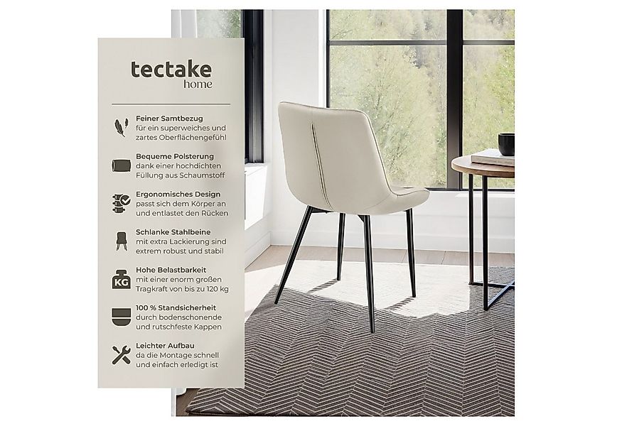 tectake Esszimmerstuhl Set Stuhl Monroe Samtoptik (Set, 6 St), Ergonomisch günstig online kaufen