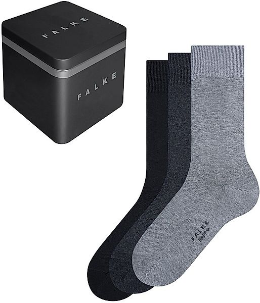 Falke Happy Socken 3 Paar Schwarz - Größe 43-46 günstig online kaufen
