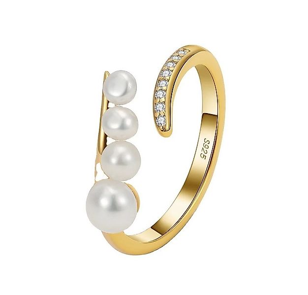 Runde Perlé Perlenring eleganter Ring Süßwasserperlen und Zirkon, handgefer günstig online kaufen